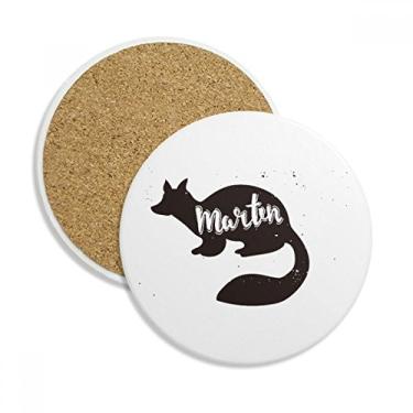 Imagem de Marten Caneca de porta-copos de animal preta e branca com proteção de mesa Pedra absorvente
