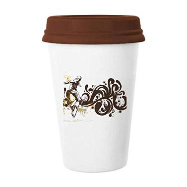 Imagem de Caneca de cerâmica com estampa de flor de esqui para esportes de inverno