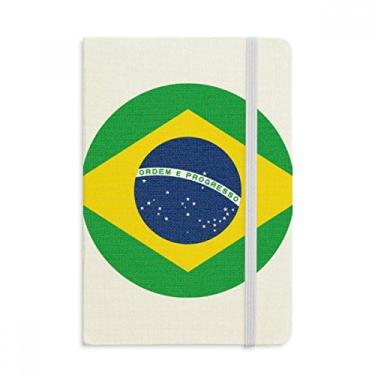 Imagem de Caderno com bandeira do Brasil, estampa redonda, tecido, capa dura, diário clássico A5