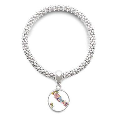 Imagem de DIYthinker Mapa da Itália com a bandeira nacional de arquitetura de prata com pingente de corrente ajustável