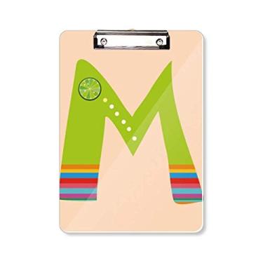 Imagem de M alfabeto laranja fruta linda estampa prancheta pasta escrita placa de suporte A4