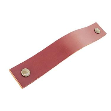 Imagem de Puxador Full Parafuso - Couro Legítimo Mogno - Parafuso Ouro Velho