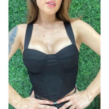 Imagem de Cropped Slim Corselet com Bojo Estruturado Preto