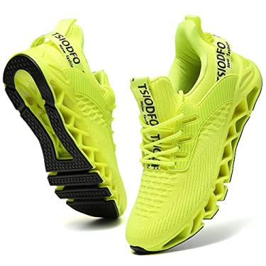 Imagem de TSIODFO Tênis feminino esportivo para corrida e caminhada, Verde fluorescente, 8