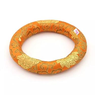 Imagem de Almofada para tigela de canto de cristal, almofada de brocado de seda feita à mão para cálice de tigela de som, tigela de chakra, tigela de canto tibetana (Color : Orange_12 Inch Bowl)