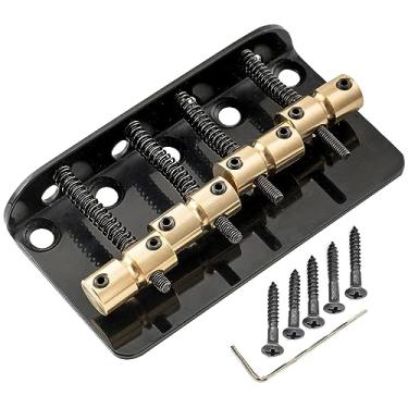 Imagem de Musiclily Pro 19mm Clássico Padrão Ponte Baixo 4 Cordas com Carrinhos Latão e Placa Aço para Precision/Jazz Bass, Preta