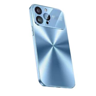 Imagem de LXURY Capa para iPhone 15 Pro Max/15 Pro/15 Plus/15, capa antidigitais com textura de CD com cobertura total proteção da lente capa ultrafina para PC, azul, 15