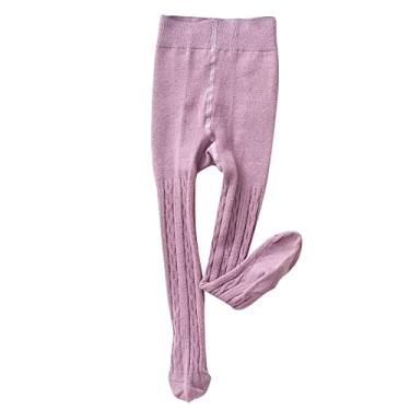 Imagem de CsgrFagr Meia-calça infantil para meninas e bebês meninas leggings quentes de tricô sem costura elástica preta feminina forrada com lã, rosa, 5-6 Years