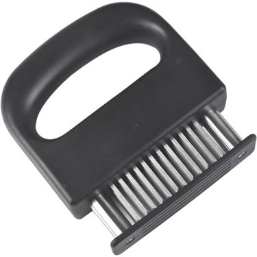 Imagem de Agulha amaciante, agulha de carne de 4,94,3 pol., Amaciante de carne de aço inoxidável com agulha, pregos antiferrugem para carne, triturador de carne com alça de borracha confortável para frango, car