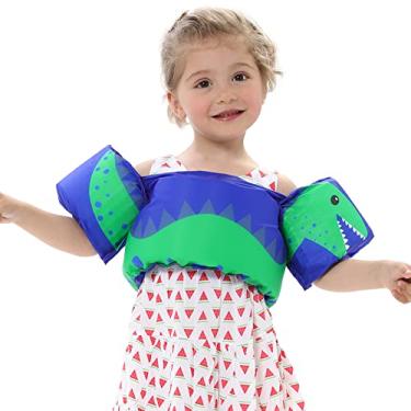 Imagem de Colete de natação infantil com mangas com tira ajustável e tira para piscina, boia para crianças de 9 a 22 kg meninos e meninas