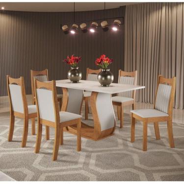 Imagem de Conjunto de Jantar Mesa Retangular Buenos Aires com 6 Cadeiras Dalas Mel/Blonde/Marfim