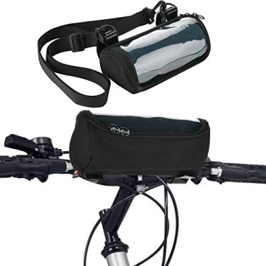 Imagem de TXEsign Bolsa de malha para guidão de bicicleta com janela transparente para alto-falante JBL Flip 4/Flip 5/Flip 6 Bluetooth para alto-falante de viagem, bolsa protetora com alça de ombro para trilhos