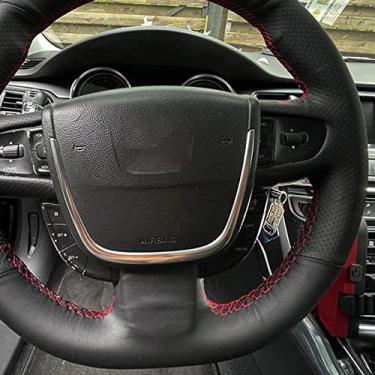 Imagem de JEZOE Capa de volante de carro de couro costurada à mão, apto para Peugeot 508 2011-2018 508 SW 2011 2012 2013 2014 2015 2016-2018