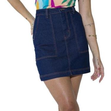 Imagem de Saia Jeans Onça Preta Basica Feminino-Feminino