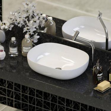 Imagem de Cuba Sobrepor Banheiro de Cerâmica Verona - Mármore Sintético Branco