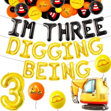 Imagem de Im Digging Being 3 Birthday Decorations Construction 3rd Birthday Party Decoration Dump Truck Decors for Boys Birthday Decorations