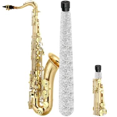 Imagem de Cotonete de limpeza de saxofone tenor, limpador de escova para saxofone tenor, kit de limpeza e cuidados de saxofone de algodão ultra absorvente, adequado para saxofone tenor, comprimento 71 cm