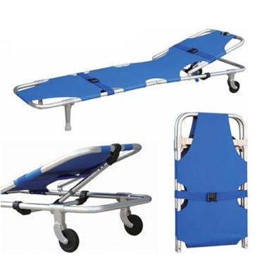 Imagem de Maca dobrável, leve de alumínio dobrável portátil com rodas capacidade de carga de 350lb para hospital, casa, locais esportivos, ambulância