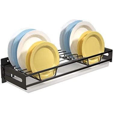 Imagem de Escorredor de pratos montado na parede, rack de pratos de aço inoxidável, rack de secagem de pratos com placa de drenagem, removível para lavar, rack de armazenamento de cozinha, economizar
