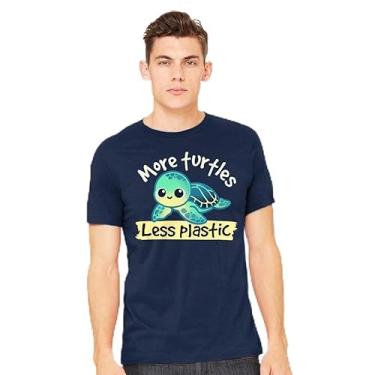Imagem de TeeFury - More Turtles Less Plastic - Camiseta masculina animal, tartaruga,, Preto, P