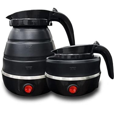 Imagem de VANZO Foldable Electric Travel Kettle - Portable and Convenient Silicone Collapsible Water Boiler and Tea Pot for Camping - Easy Storage with Detachable Power Cord (Black) , (WHH-649)