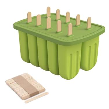 Imagem de Moldes para picolés, máquina de picolé de gelo congelado caseiro com 10 cavidades - livre de BPA, moldes de congelador de silicone com bastões, molde de picolé de gelo faça você mesmo para crianças,
