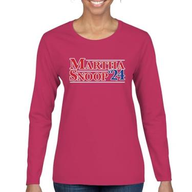 Imagem de Camiseta feminina Martha Snoop 2024 for President manga longa divertida eleição humor voto meme piada democrata republicano, Rosa choque, G