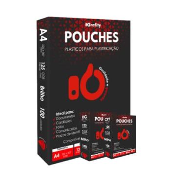 Imagem de Plastico Plastificação 500 Grafity 2 Centos CPF (Título Eleitor), 2 Centos RG, 1 Cento A4 0,05mm 125 Micras