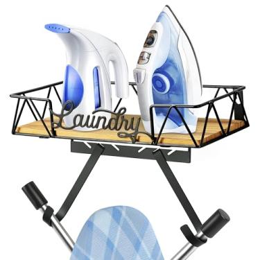 Imagem de PERFNIQUE Suporte de parede para tábua de passar roupa, suporte de tábua de passar roupa, suporte de parede de tábua de ferro (forma de T e V), armazenamento de ferro, organização de lavanderia e
