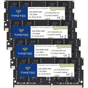 Imagem de Timetec Kit de 128 GB (4 x 32 GB) DDR4 3200 MHz PC4-25600 Não-ECC sem buffer 1,2 V CL22 2Rx8 Dual Rank 260 pinos SODIMM compatível com AMD e Intel Gaming Laptop PC Memória RAM Atualização do Módulo de