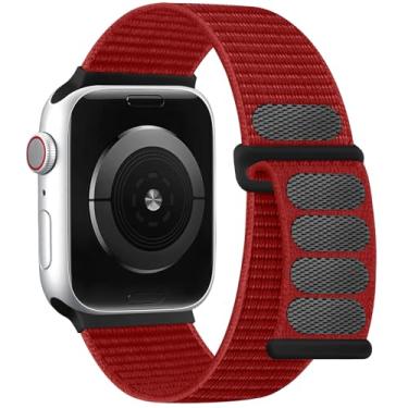 Imagem de DaQin Pulseira esportiva de nylon compatível com Apple Watch séries 11, 10, 9, 8, 7, 6, 5, 4, 3, 2 e 1 SE, Ultra, feminina e masculina de 44 mm, 42 mm, 45 mm, 46 mm, 49 mm, macia e respirável
