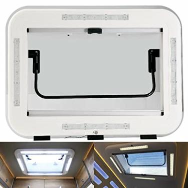Imagem de Iluminação de clarabóia RV Janela de ventilação de telhado escotilha com luz LED, clarabóias de janela de campista RV persianas tampas de ventilação de motorhome RV para telhado, acessórios de caravan