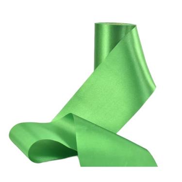 Imagem de Fita de cetim de cor sólida, sem rugas, fita de tecido sedoso para cerimônia de corte, faixas, cadeira, mesa, carro, laços, artesanato, costura, decoração de festa de casamento (verde 10 cm de