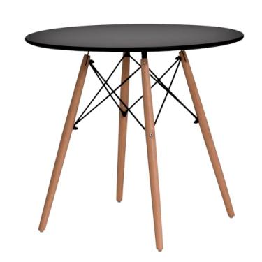 Imagem de Mesa de Jantar Redonda Charles Eames Eiffel 110cm Preta, 6 Lugares, para Cozinha e Sala de Jantar, Design Moderno