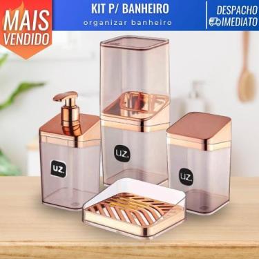Imagem de Kit Acessórios p/ Banheiro Porta Escova Sabonete Algodão Saboneteira 4