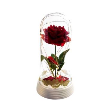 Imagem de Luminária A Rosa Encantada Com Tribais Dourados Perola - Amor Lindo