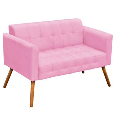 Imagem de Poltrona Namoradeira Decorativa Pés Palito Karen Suede Rosa G19 - Gran
