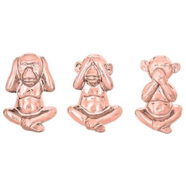 Imagem de Jogo Kit 3 Macacos Sábios Cerâmica Metalizada Cores 10x10x8cm Cada - Y