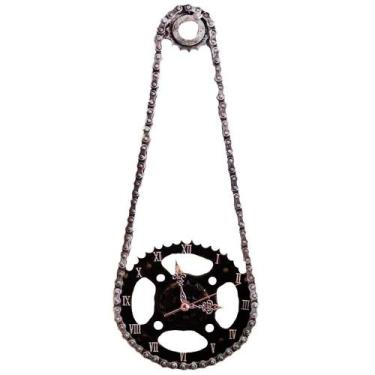 Imagem de Relógio Corrente e Coroa de Moto de Parede em Aço Decorativo Mesclado 