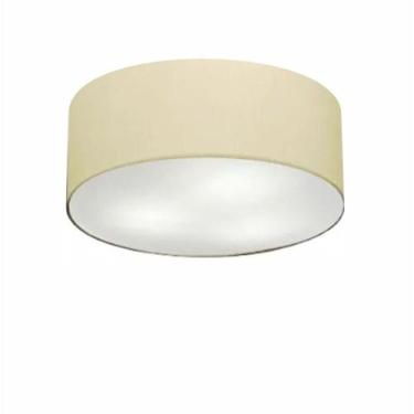 Imagem de Plafon Cilíndrico Md-3005 Cúpula em Tecido 40x12cm Algodão Crú - Bivol