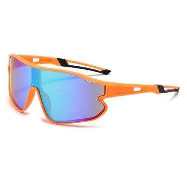 Imagem de JOVAKIT Óculos de sol de beisebol infantil para meninos e meninas de 6 a 16 anos, óculos de sol de beisebol juvenil, UV400, óculos de sol esportivos para ciclismo, 04 Espelhado laranja/verde