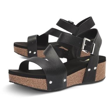 Imagem de VOLATILE Sandália feminina Ava, sapatos, plataforma, Preto, 36