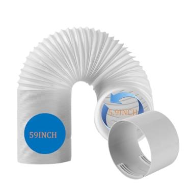 Imagem de WIGERLON Extensão de mangueira CA portátil com acoplador de 5,9 polegadas, extensor de tubo de ar condicionado de rosca anti-horário, mangueira de duto de ventilação universal 150 cm