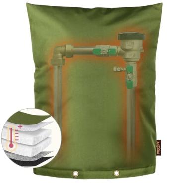 Imagem de Angooni Tampa de prevenção de refluxo atualizada, folha de alumínio (-15.0 °C) - 35.5 cm L x 45.7 cm A Industrial 600D Winter Sprinkler Valve Covers for Outside, Anti-UV Winter-Freeze Water Well Pump