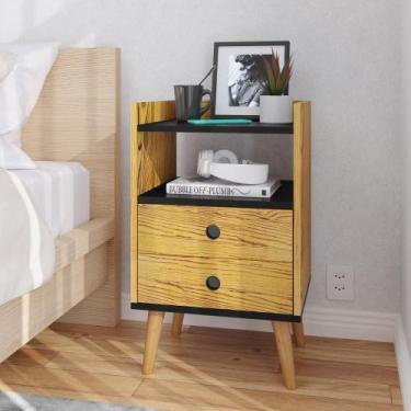 Imagem de Mesa De Cabeceira Retrô Dream Plus - Nature/Preto - MOVEBRINQUE