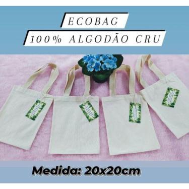 Imagem de Kit Com 5 Ecobags 20x20cm Bolsa Ecológica Lisa 100% Algodão - T2Click