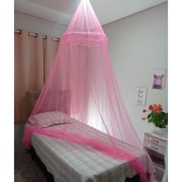 Imagem de Cortinado casal renda filo cor rosa - Nordesul 