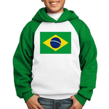Imagem de Moletom Infantil Bandeira Brasil - Foca na Moda, Branco, Verde, 4