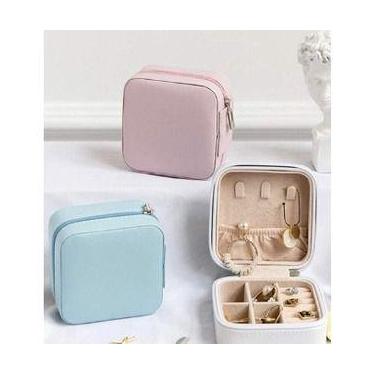 Imagem de Mini Porta Joias  Brinco Colar Bijuteria Portatil Viagem - oem, Rosa