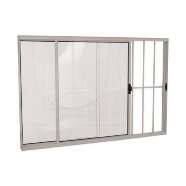 Imagem de Janela de Correr Alumínio 100x150x8cm Grade 2 Folhas V. Incolor Esquer